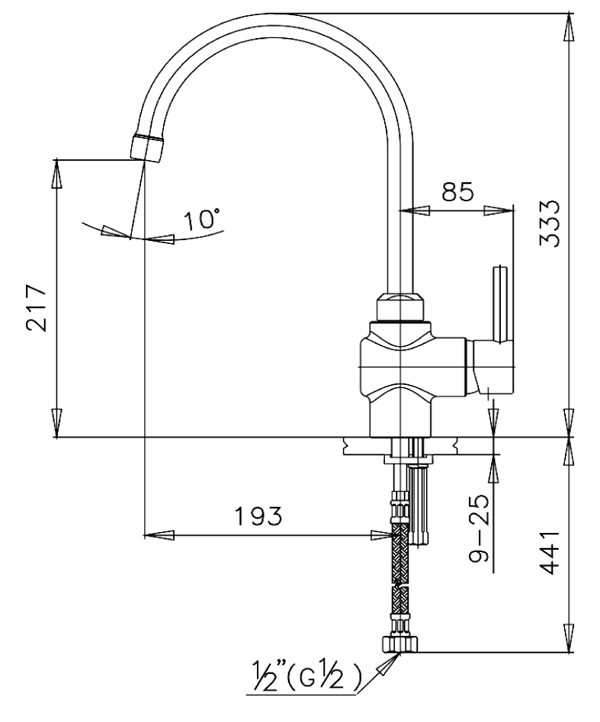 Bản vẽ vòi rửa bát nóng lạnh Anthony COTTO CT289A