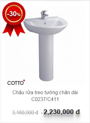 Chậu rửa treo tường chân dài Cotto C0237/C411