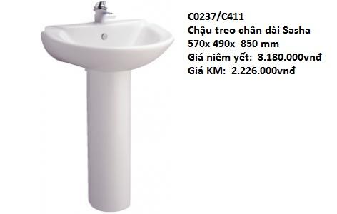 5. Chậu chân dài C0237/C411, giá 3.180.000đ (còn 2.226.000đ)