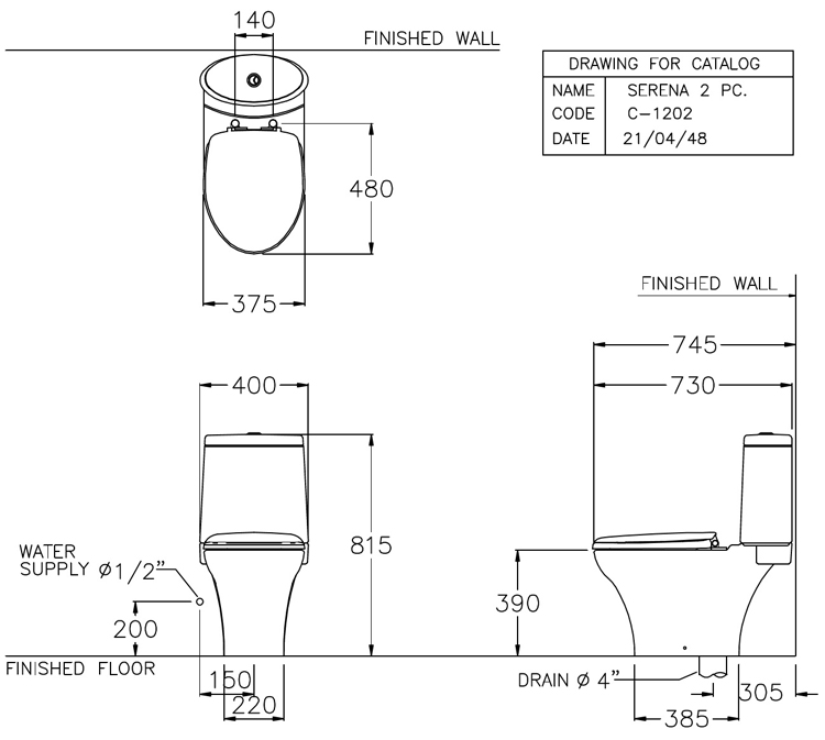 Thông số kỹ thuật bồn cầu Cotto 2 khối C12027
