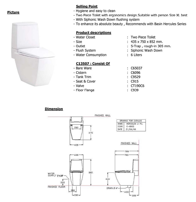 Bồn cầu Cotto 2 khối C13507