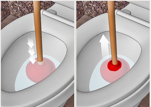 Dùng pittong - cách thông tắc bồn cầu bệt nhanh chóng nhất