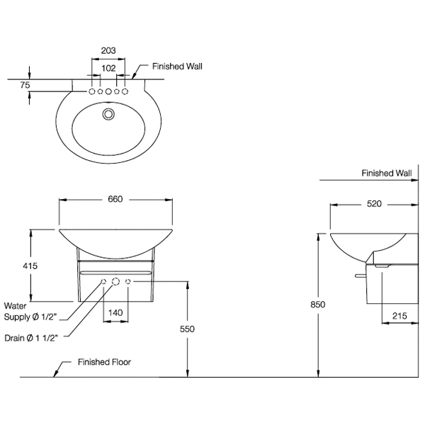Thông số Chậu rửa chân lửng COTTO SC01027