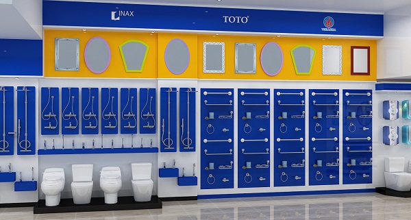 Các thiết bị vệ sinh và phụ kiện phòng tắm được bố trí đẹp mắt và khoa học