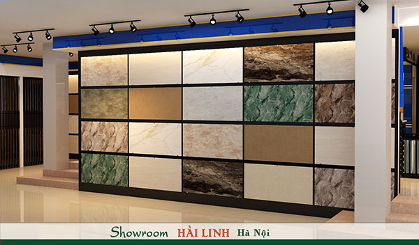 Không gian trưng bày gạch ốp lát các thương hiệu Viglacera, Bạch Mã, Taicera… Tây Ban Nha, Ý, Vietceramic