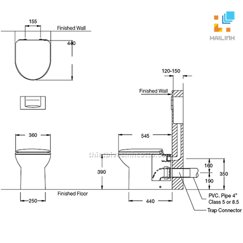 Thiết kế bồn cầu Cotto treo tường
