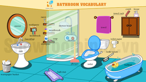 Tiếng anh về các thiết bị vệ sinh trong phòng tắm